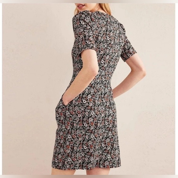 BODEN-Zoe Crew Neck Jersey Dress-Pockets-Floral-Fall-Office-Casual-Cotton-10L - Picture 2 of 16